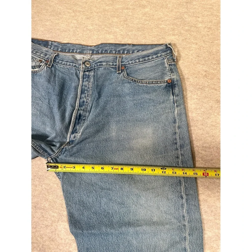 Levis 501 Original Fit Jeans Mens 42x30 Blue Denim Cotton Straight Leg High Rise
